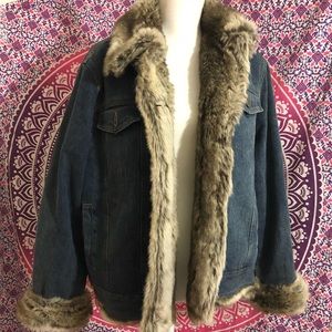 Vintage Fabio Denim Faux Fur Coat